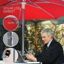 Solar USB Market Umbrella 7 foot With 6 Panels